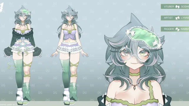 Full-body VTuber model art from Lynniia's VGen portfolio